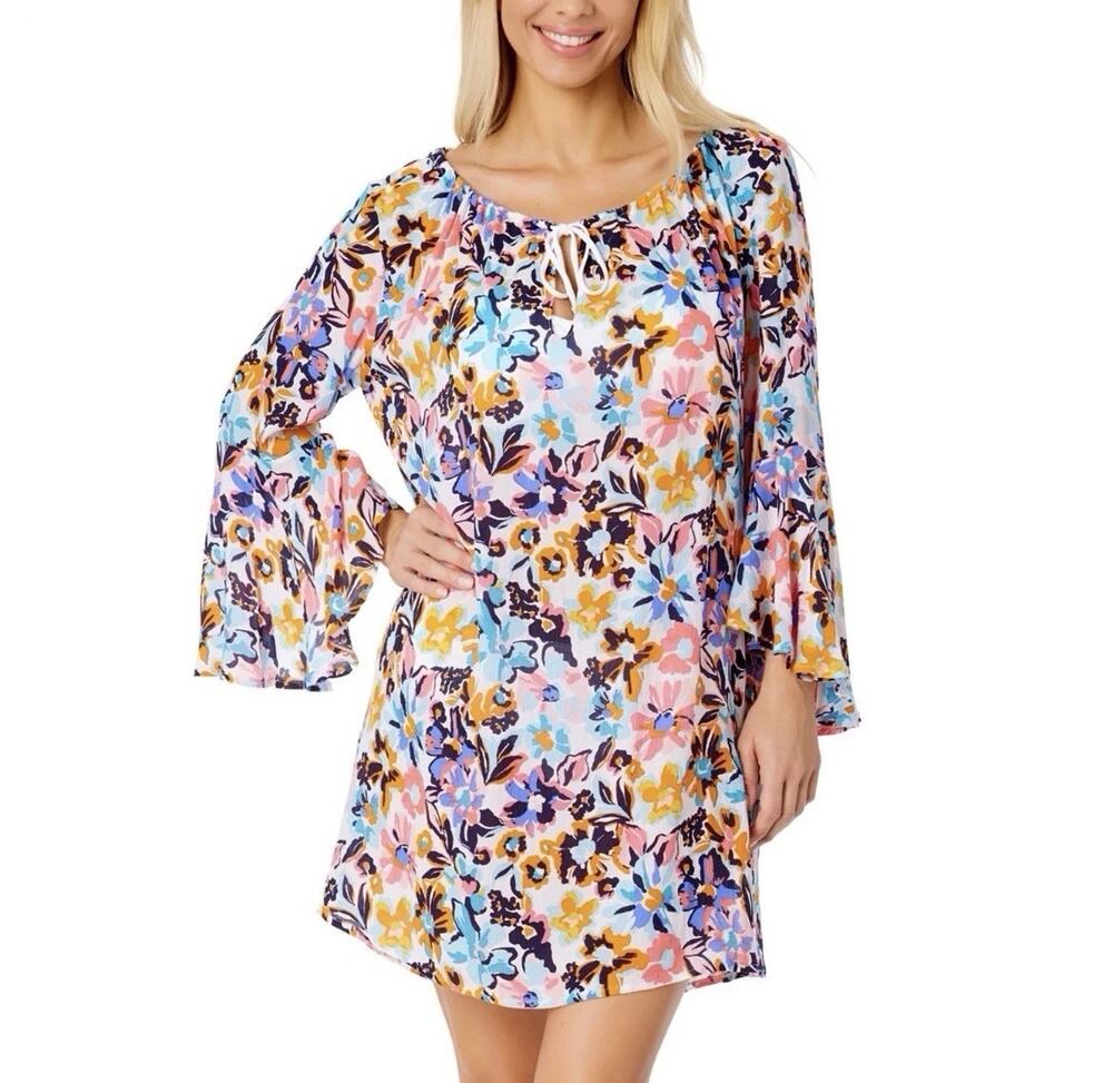 Ann Cole Women’s M/L Swim Cover Up Soft Lightweight Dress Beach Cruise Floral